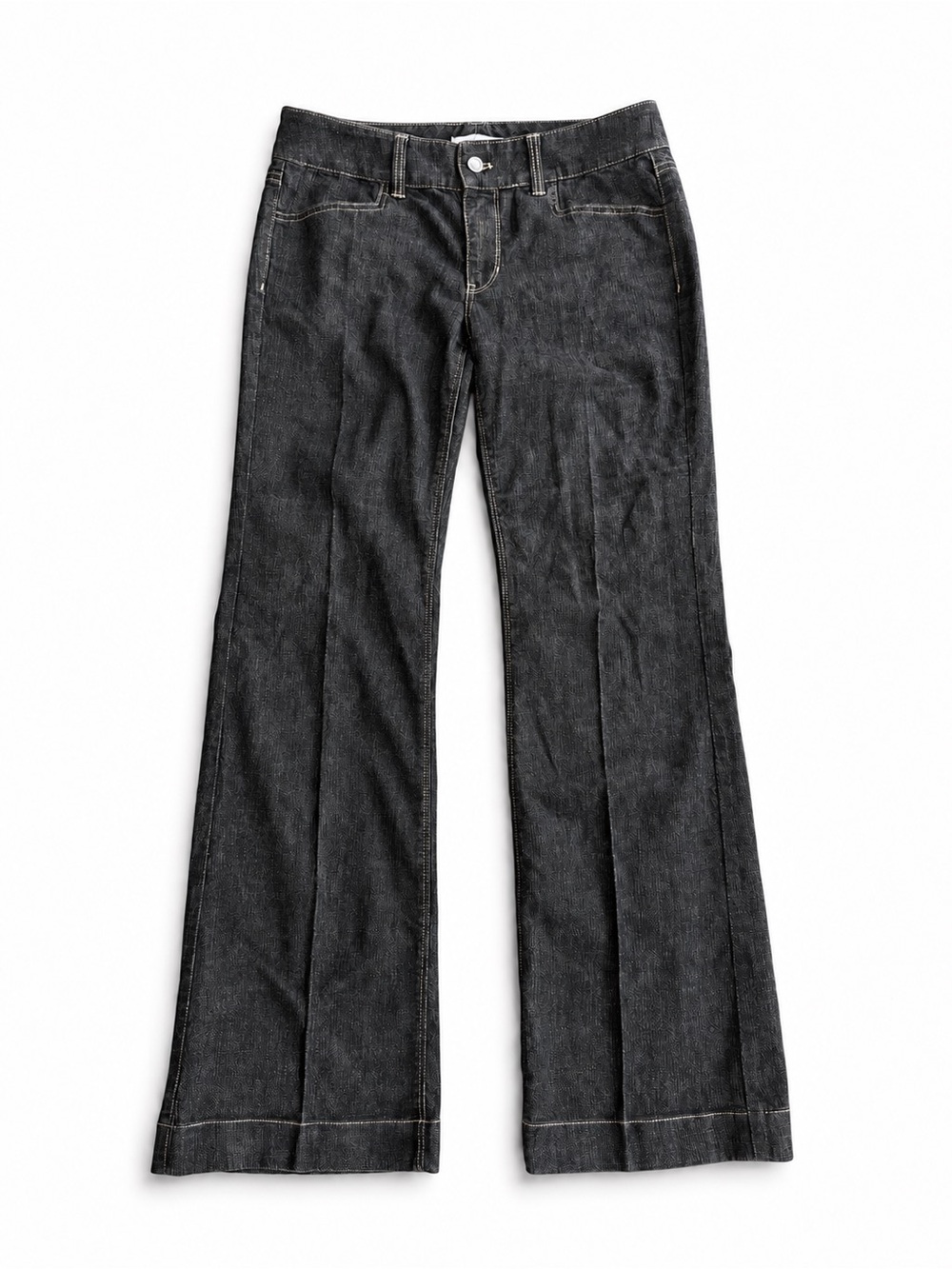 WHBM bootcut jeans, dark-wash stretch trousers, women’s denim, contrast-stitch